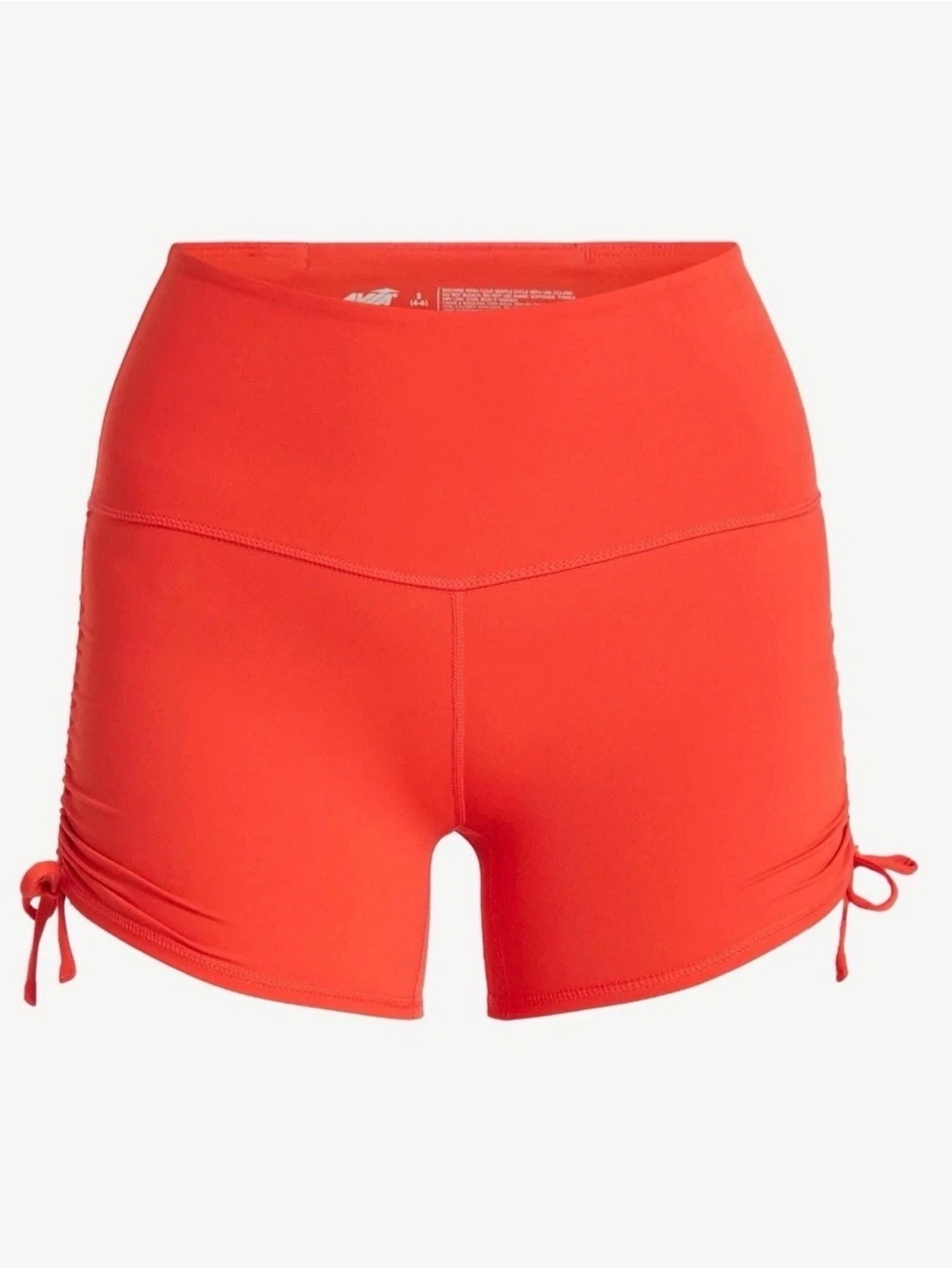Avia Womens's 4" Side Ruched Bike Shorts Women's High-Waist Red Active Shorts